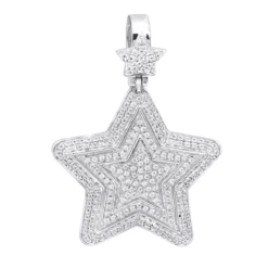 Large Unisex High Fashioned Diamond Star Pendant 14K Yellow Gold 1.8CT 11 Large Unisex High Fashioned Diamond Star Pendant 14K Yellow Gold 1.8CT -Outlet Bijou Lush Store jewelry large unisex high fashioned diamond star pendant in 14k gold 18ct wh 1