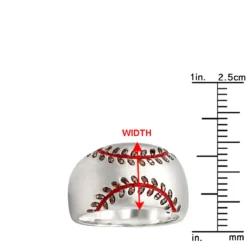LuvMyJewelry Home Run Baseball Red Diamond & Enamel Band Ring In Sterling Silver 0.16ct -Outlet Bijou Lush Store jewelry luvmyjewelry home run baseball red diamond enamel band ring in sterling silver 016ct rulerwh