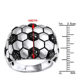 LuvMyJewelry Kick & Goal Soccer Black Diamond Head Ring In Sterling Silver 0.33ct -Outlet Bijou Lush Store jewelry luvmyjewelry kick goal soccer black diamond head ring in sterling silver 033ct rulerwh