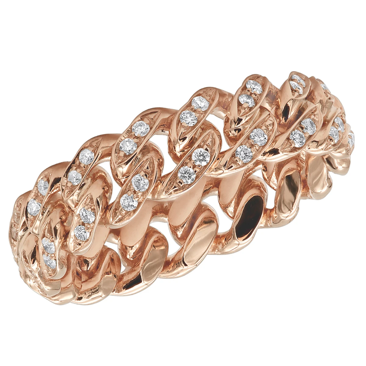 LUXURMAN Bands Solid 14K Yellow Gold Cuban Link Chain Diamond Ring For Men 0.7ct 5 LUXURMAN Bands Solid 14K Yellow Gold Cuban Link Chain Diamond Ring For Men 0.7ct - Image 3