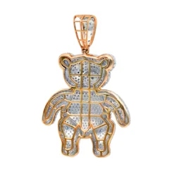 Luxurman Charms 10K Yellow Gold Large Teddy Bear Diamond Pendant Men's 3.25ct -Outlet Bijou Lush Store jewelry luxurman charms real 10k gold large teddy bear diamond pendant mens 325ct backro