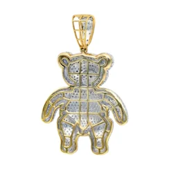 Luxurman Charms 10K Yellow Gold Large Teddy Bear Diamond Pendant Men's 3.25ct -Outlet Bijou Lush Store jewelry luxurman charms real 10k gold large teddy bear diamond pendant mens 325ct backye