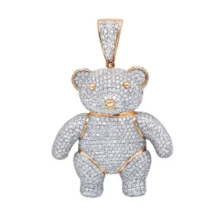 Luxurman Charms 10K Yellow Gold Large Teddy Bear Diamond Pendant Men's 3.25ct -Outlet Bijou Lush Store jewelry luxurman charms real 10k gold large teddy bear diamond pendant mens 325ct ro