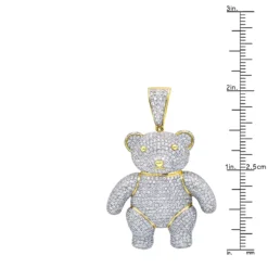 Luxurman Charms 10K Yellow Gold Large Teddy Bear Diamond Pendant Men's 3.25ct -Outlet Bijou Lush Store jewelry luxurman charms real 10k gold large teddy bear diamond pendant mens 325ct rulerye