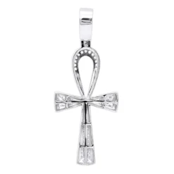 Luxurman Egyptian Ankh Cross Diamond Pendant 14K White Gold 0.6CT 2 3/4 Inch -Outlet Bijou Lush Store jewelry luxurman pharaoh egyptian ankh cross diamond pendant in 14k gold 06ct backwh 1