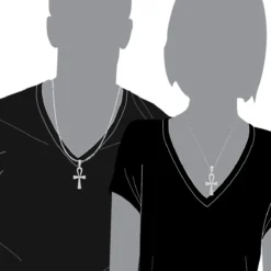 Luxurman Egyptian Ankh Cross Diamond Pendant 14K White Gold 0.6CT 2 3/4 Inch -Outlet Bijou Lush Store jewelry luxurman pharaoh egyptian ankh cross diamond pendant in 14k gold 06ct bodwh 1