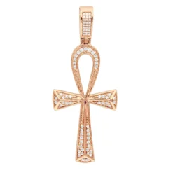 Luxurman Egyptian Ankh Cross Diamond Pendant 14K White Gold 0.6CT 2 3/4 Inch -Outlet Bijou Lush Store jewelry luxurman pharaoh egyptian ankh cross diamond pendant in 14k gold 06ct ro 1