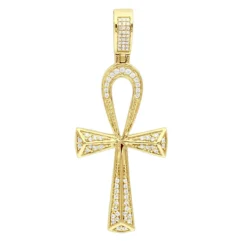 Luxurman Egyptian Ankh Cross Diamond Pendant 14K White Gold 0.6CT 2 3/4 Inch -Outlet Bijou Lush Store jewelry luxurman pharaoh egyptian ankh cross diamond pendant in 14k gold 06ct ye 1