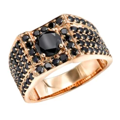 Men's Black Diamond Ring 10K Yellow Gold 4 Carat By Luxurman -Outlet Bijou Lush Store jewelry mens black diamond ring in 10k white rose yellow gold 4 carat by luxurman ro