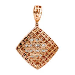 Men's Diamond Rhombus Pendant 1.8ct Baguette & Round Diamonds 14K Yellow Gold -Outlet Bijou Lush Store jewelry mens diamond rhombus pendant 18ct baguette round diamonds 14k gold 803178 backro