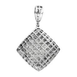 Men's Diamond Rhombus Pendant 1.8ct Baguette & Round Diamonds 14K Yellow Gold -Outlet Bijou Lush Store jewelry mens diamond rhombus pendant 18ct baguette round diamonds 14k gold 803178 backwh