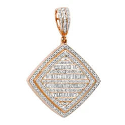 Men's Diamond Rhombus Pendant 1.8ct Baguette & Round Diamonds 14K Yellow Gold -Outlet Bijou Lush Store jewelry mens diamond rhombus pendant 18ct baguette round diamonds 14k gold 803178 ro 20201203
