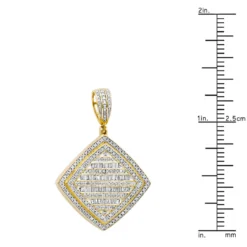 Men's Diamond Rhombus Pendant 1.8ct Baguette & Round Diamonds 14K Yellow Gold -Outlet Bijou Lush Store jewelry mens diamond rhombus pendant 18ct baguette round diamonds 14k gold 803178 rulerye