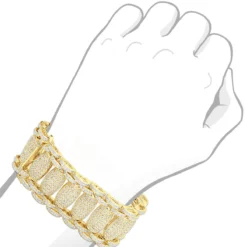 Men's Hip Hop Style Iced Out Diamond Link Bracelet 14K Yellow Gold By Joe Rodeo 21Ct -Outlet Bijou Lush Store jewelry mens hip hop style iced out diamond link bracelet 14k gold 21ct bodye 1