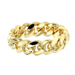 Miami Cuban Link Chain Ring For Men 14K Yellow Gold 5.5mm By Luxurman -Outlet Bijou Lush Store jewelry miami cuban link chain ring for men 14k gold 55mm by luxurman backye