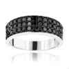 Modern Three Row Black Diamond Ring For Men 10K White Gold Wedding Band 1.4CT -Outlet Bijou Lush Store jewelry modern three row black diamond ring for men 10k gold wedding band 14ct mainwh
