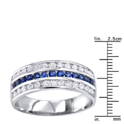 Platinum Sapphire And Diamond Wedding Band For Men Or Women By Luxurman -Outlet Bijou Lush Store jewelry platinum sapphire and diamond wedding band for men or women by luxurman rulerwh