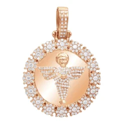 10K Yellow Gold Angel Diamond Medallion Pendant For Men 2.15 CT -Outlet Bijou Lush Store jewelry real 10k gold angel diamond medallion pendant for men 215 ct ro