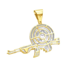 10K Yellow Gold Angry Emoji With AK47 Machine Gun Pendant With Diamonds 1.2ct -Outlet Bijou Lush Store jewelry real 10k gold angry emoji with ak47 machine gun pendant with diamonds 12ct backye