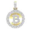 10K Yellow Gold Bitcoin Pendant With Diamonds 2 Carat Men's Circle Charm