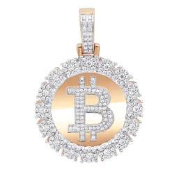 10K Yellow Gold Bitcoin Pendant With Diamonds 2 Carat Men's Circle Charm -Outlet Bijou Lush Store jewelry real 10k gold bitcoin pendant with diamonds 2 carat mens circle charm ro