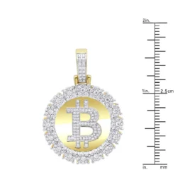 10K Yellow Gold Bitcoin Pendant With Diamonds 2 Carat Men's Circle Charm -Outlet Bijou Lush Store jewelry real 10k gold bitcoin pendant with diamonds 2 carat mens circle charm rulerye