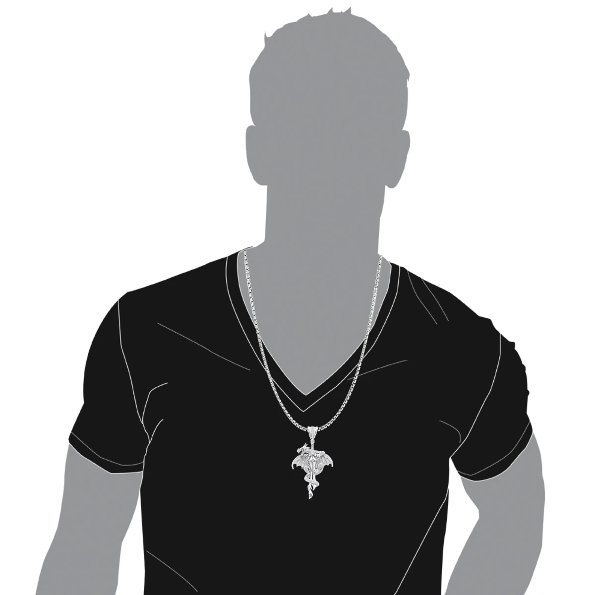 10K White Gold Diamond Dragon On A Sword Pendant For Men 7.25ct By Luxurman 7 10K White Gold Diamond Dragon On A Sword Pendant For Men 7.25ct By Luxurman - Image 5