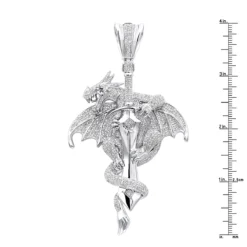 10K White Gold Diamond Dragon On A Sword Pendant For Men 7.25ct By Luxurman 13 10K White Gold Diamond Dragon On A Sword Pendant For Men 7.25ct By Luxurman -Outlet Bijou Lush Store jewelry real 10k gold diamond dragon on a sword pendant for men 725ct by luxurman rulerwh 1