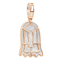 10K Yellow Gold Emoji Ghost Haloween Diamond Pendant For Men 1.2ct -Outlet Bijou Lush Store jewelry real 10k gold emoji ghost haloween diamond pendant for men 12ct backro