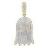 10K Yellow Gold Emoji Ghost Haloween Diamond Pendant For Men 1.2ct