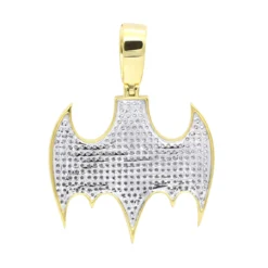 10K Yellow Gold Iced Out Batman Logo Pendant For Men 1 Carat Of Diamonds -Outlet Bijou Lush Store jewelry real 10k gold iced out batman logo pendant for men 1 carat of diamonds backye