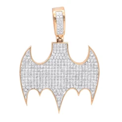 10K Yellow Gold Iced Out Batman Logo Pendant For Men 1 Carat Of Diamonds -Outlet Bijou Lush Store jewelry real 10k gold iced out batman logo pendant for men 1 carat of diamonds ro