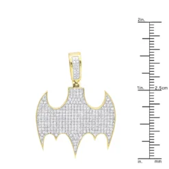 10K Yellow Gold Iced Out Batman Logo Pendant For Men 1 Carat Of Diamonds -Outlet Bijou Lush Store jewelry real 10k gold iced out batman logo pendant for men 1 carat of diamonds rulerye