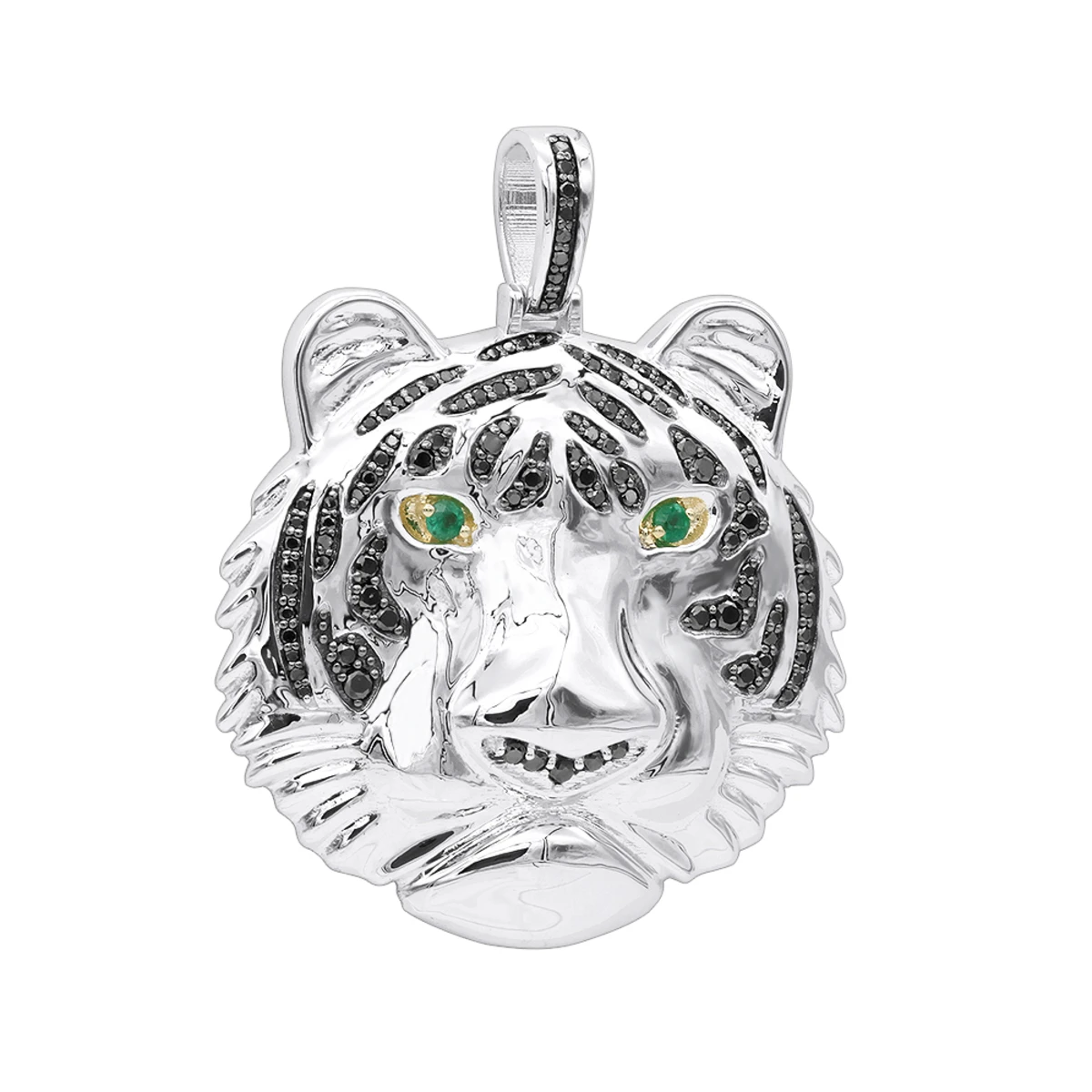 14K Yellow Gold Tiger Head Diamond Pendant For Men 2.2ct Black Diamonds 4 14K Yellow Gold Tiger Head Diamond Pendant For Men 2.2ct Black Diamonds - Image 2