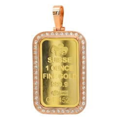 Real 99.9 14K Yellow Gold 1 Ounce Pamp Suisse Bar Lady Fortuna G VS Men's Diamond Pendant -Outlet Bijou Lush Store jewelry real 999 gold 1 ounce pamp suisse bar lady fortuna g vs mens diamond pendant backro