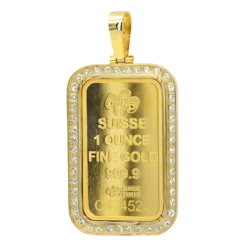 Real 99.9 14K Yellow Gold 1 Ounce Pamp Suisse Bar Lady Fortuna G VS Men's Diamond Pendant -Outlet Bijou Lush Store jewelry real 999 gold 1 ounce pamp suisse bar lady fortuna g vs mens diamond pendant backye