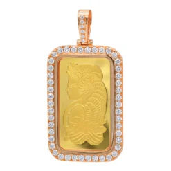 Real 99.9 14K Yellow Gold 1 Ounce Pamp Suisse Bar Lady Fortuna G VS Men's Diamond Pendant -Outlet Bijou Lush Store jewelry real 999 gold 1 ounce pamp suisse bar lady fortuna g vs mens diamond pendant ro