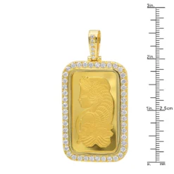 Real 99.9 14K Yellow Gold 1 Ounce Pamp Suisse Bar Lady Fortuna G VS Men's Diamond Pendant -Outlet Bijou Lush Store jewelry real 999 gold 1 ounce pamp suisse bar lady fortuna g vs mens diamond pendant rulerye