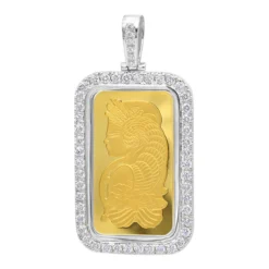Real 99.9 14K Yellow Gold 1 Ounce Pamp Suisse Bar Lady Fortuna G VS Men's Diamond Pendant -Outlet Bijou Lush Store jewelry real 999 gold 1 ounce pamp suisse bar lady fortuna g vs mens diamond pendant wh