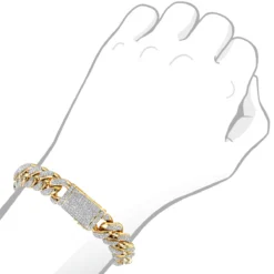 Real Diamond Miami Cuban Link Chain Bracelet For Men 10K Yellow Gold 14mm -Outlet Bijou Lush Store jewelry real diamond miami cuban link chain bracelet for men in 10k gold 14mm bodye