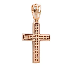 Religious 14K Yellow Gold Large Baguette & Round Diamonds Men's Cross 1.5ct -Outlet Bijou Lush Store jewelry religious jewelry large baguette round diamonds mens cross 15ct 14k gold 803184 backro