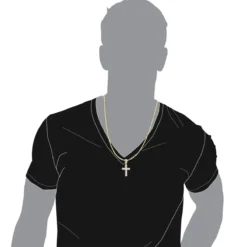 Religious 14K Yellow Gold Large Baguette & Round Diamonds Men's Cross 1.5ct -Outlet Bijou Lush Store jewelry religious jewelry large baguette round diamonds mens cross 15ct 14k gold 803184 bodye 20210208