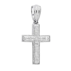 Religious 14K Yellow Gold Large Baguette & Round Diamonds Men's Cross 1.5ct -Outlet Bijou Lush Store jewelry religious jewelry large baguette round diamonds mens cross 15ct 14k gold 803184 wh