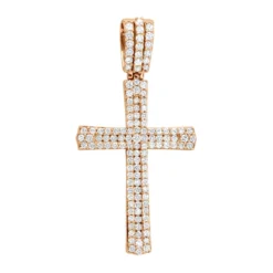 Religious 14K White Gold Round Diamonds Cross Pendant For Men 1.4ct -Outlet Bijou Lush Store jewelry religious jewelry solid 14k gold round diamonds cross pendant for men 14ct 407108 ro