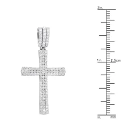 Religious 14K White Gold Round Diamonds Cross Pendant For Men 1.4ct -Outlet Bijou Lush Store jewelry religious jewelry solid 14k gold round diamonds cross pendant for men 14ct 407108 rulerwh