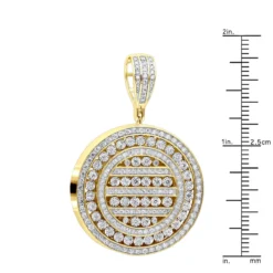 Round Diamond Medallion Pendant For Men And Women 2 Carat 14K Yellow Gold -Outlet Bijou Lush Store jewelry round diamond medallion pendant for men and women 2 carat 14k gold 803175 rulerye