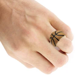 Slam Dunk Basketball Black Diamond Ring For Men In Sterling Silver 0.33ct -Outlet Bijou Lush Store jewelry slam dunk basketball black diamond ring for men in sterling silver 033ct bodye
