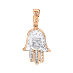 Small 10K Yellow Gold Hamsa Diamond Pendant 0.3ct Hand Of God Amulet By LUXURMAN -Outlet Bijou Lush Store jewelry small 14k gold hamsa diamond pendant 03ct hand of god amulet by luxurman backro