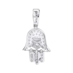 Small 10K Yellow Gold Hamsa Diamond Pendant 0.3ct Hand Of God Amulet By LUXURMAN -Outlet Bijou Lush Store jewelry small 14k gold hamsa diamond pendant 03ct hand of god amulet by luxurman backwh