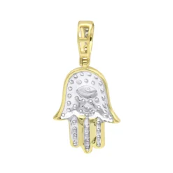 Small 10K Yellow Gold Hamsa Diamond Pendant 0.3ct Hand Of God Amulet By LUXURMAN -Outlet Bijou Lush Store jewelry small 14k gold hamsa diamond pendant 03ct hand of god amulet by luxurman backye